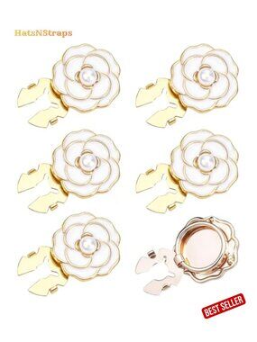 5 Flower Button Covers Pearl Rose Snap On Replacement Buttons for Shirts DIY